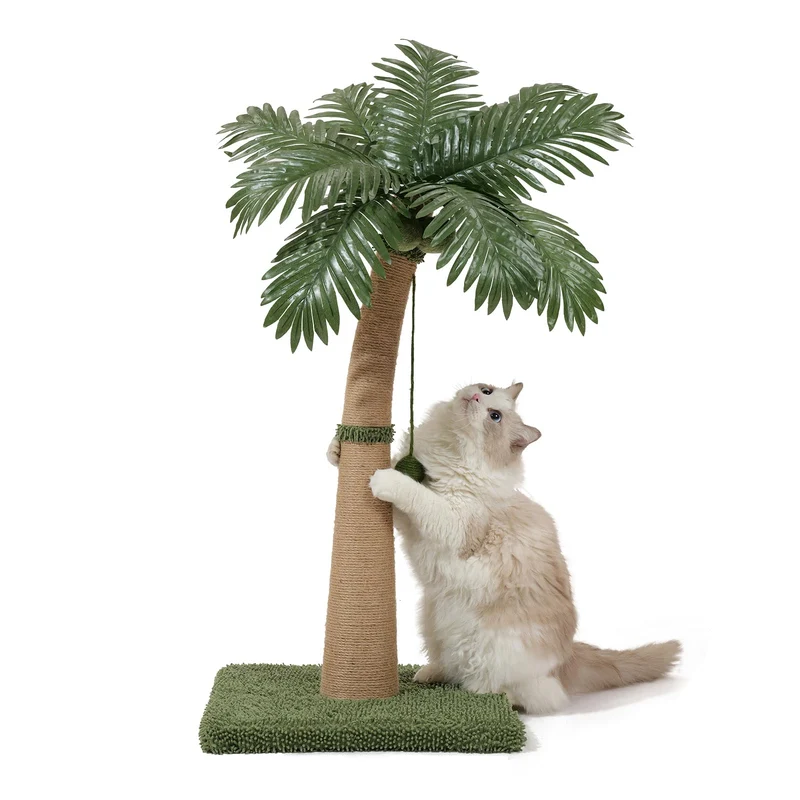 Furlogy Poste Griffes Palmier 36'' – Sisal Naturel, Boules Interactives et Design Courbé – Style B