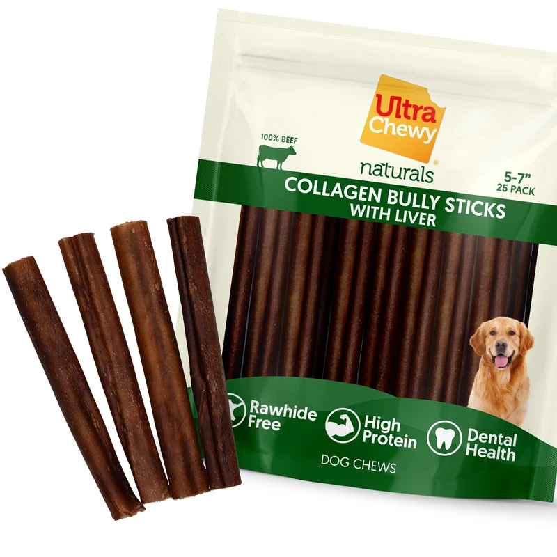 Ultra Chewy – sticks de collagène pour chiens, 5–7 pouces (25 pièces) – alternative naturelle sans odeur