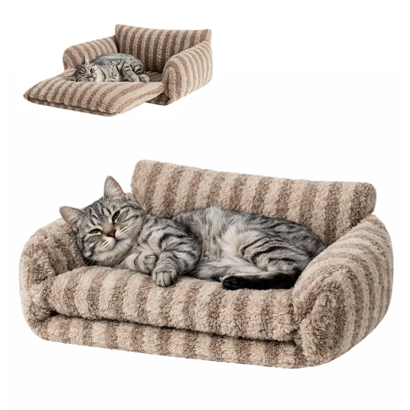 Hollypet Nid Chat Douillet à Double-Couche – Confort Chaud Khaki 21x15x8