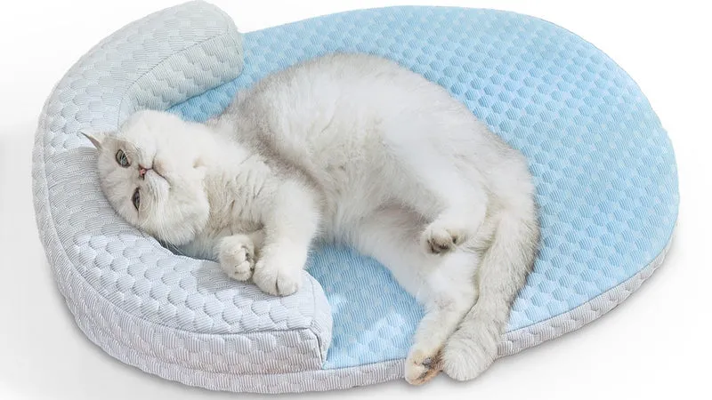 CATISM Tapis Refroidissant pour Chats et Petits Chiens — Coussin en U Doux, Antidérapant et Lavable