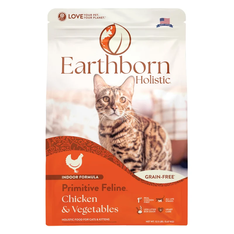 Earthborn Holistic Primitive Feline — Croquettes sèches sans céréales 12,5 lb pour chats et chatons