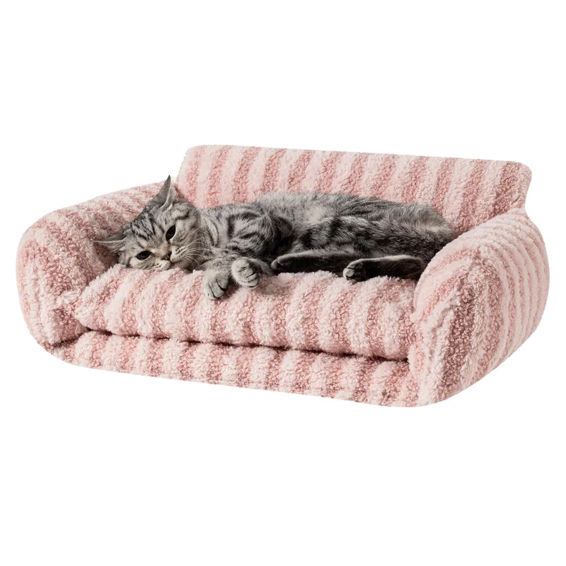 Hollypet Lit Chat Doux Double-Couche — Canapé Orthopédique Rose 21x15x8