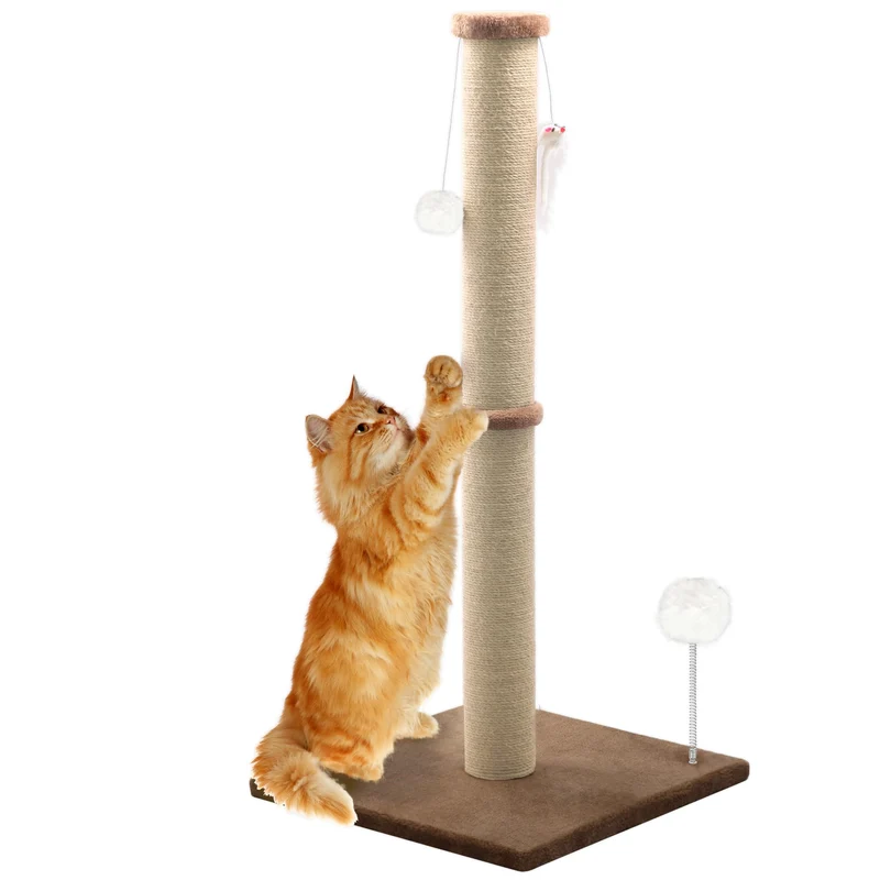 PELUMOZ Poteau Grattoir Chat 36'' – Sisal Naturel, Tour Vertical Moderne (Marron)