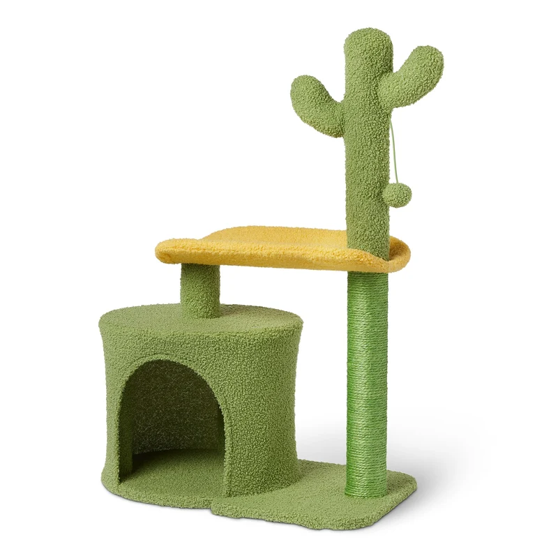 Amazon Basics Arbre à chat cactus 4-en-1 – Poste sisal, condo cosy et perchoir courbé
