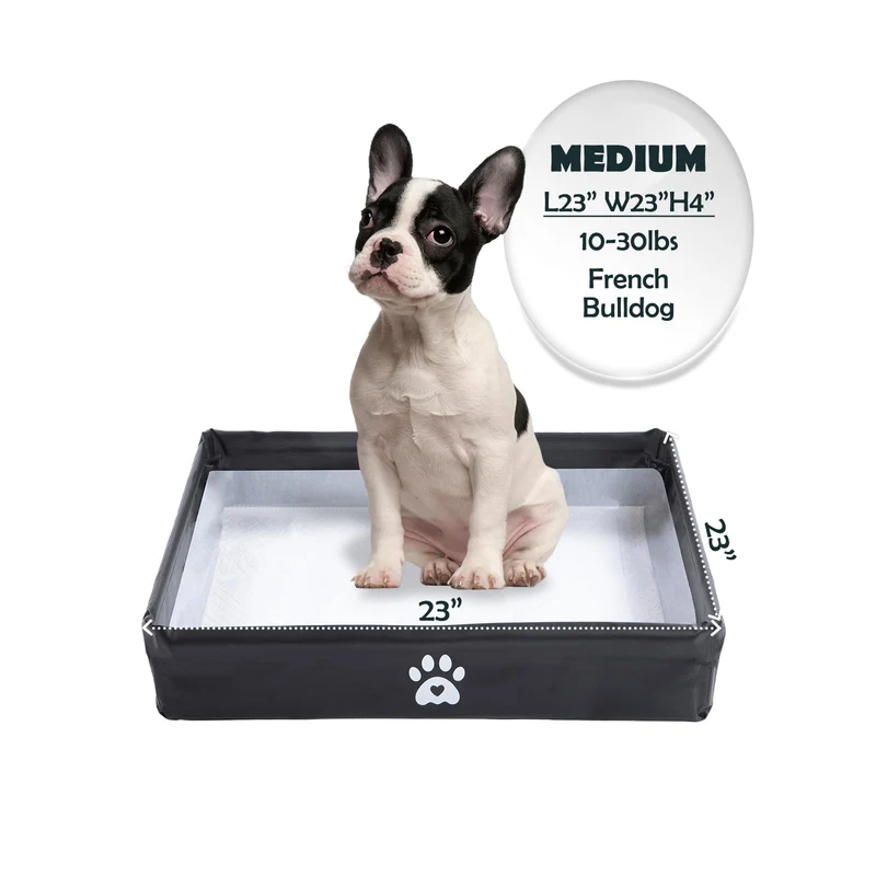 MEEXPAWS Plateforme pliable pour tapis d'entraînement chien – Bac étanche 23x23 cm, bord haut