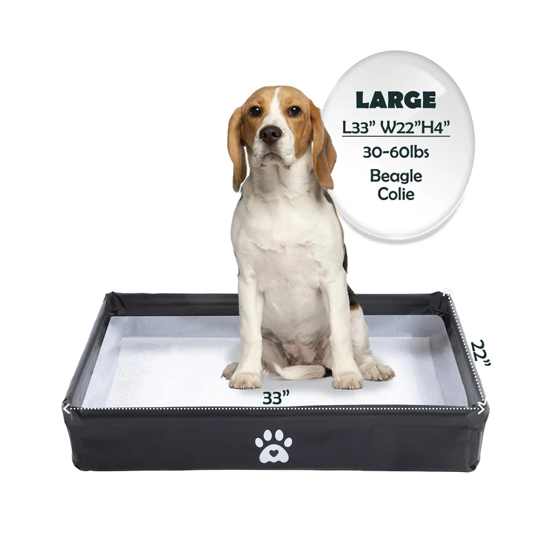 MEEXPAWS Plateau pour tapis chien 33x22 po – Pliable, anti-fuite et facile à nettoyer