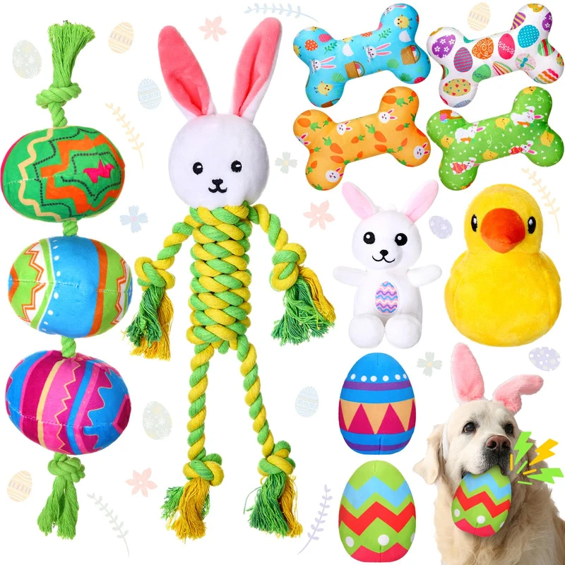 SilTriangle – 10 Jouets de Pâques pour Chiens avec Sifflet