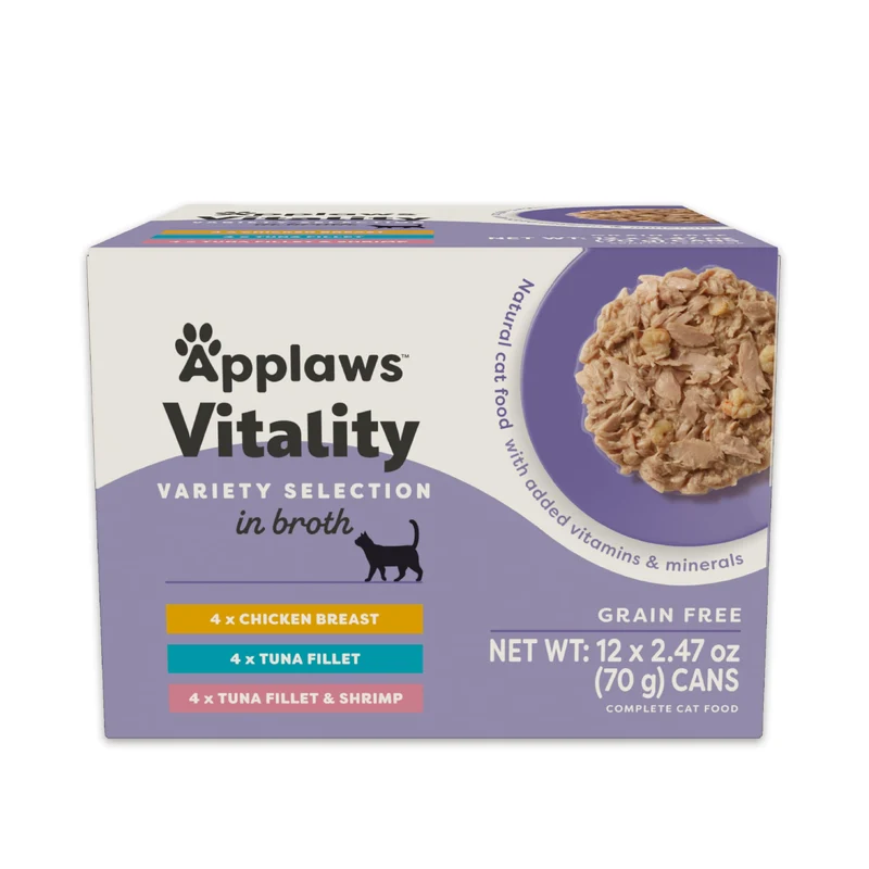 Applaws Vitality – Aliment humide pour chat en bouillon, sans céréales ni carraghénane, pack 12 x 70 g