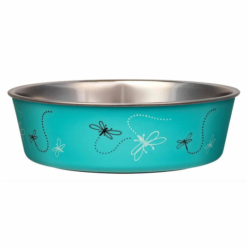 Bol Bella Loving Pets – Gamelle en Acier Inoxydable Anti-Déversement pour Chiens et Chats – Grand Modèle (35-65 lb) – Libellule