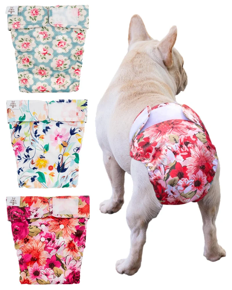 CuteBone Couches Lavables pour Chiennes Sans Trou pour la Queue – Pack de 3 (WWD02M)