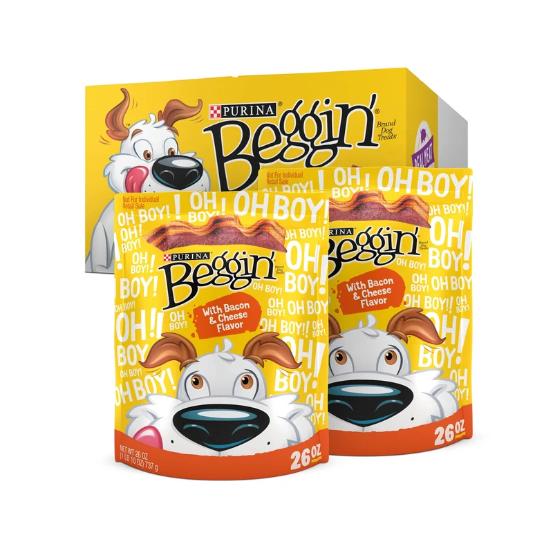 Purina Beggin' Strips – Friandises d’entraînement pour chiens au bacon et fromage (Pack de 2, 26 oz)