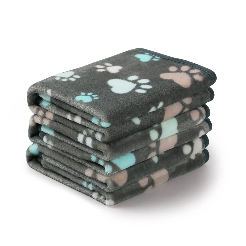 Luciphia – Lot de 3 couvertures pour animaux en peluche flanelle gris, taille médium 30x20''