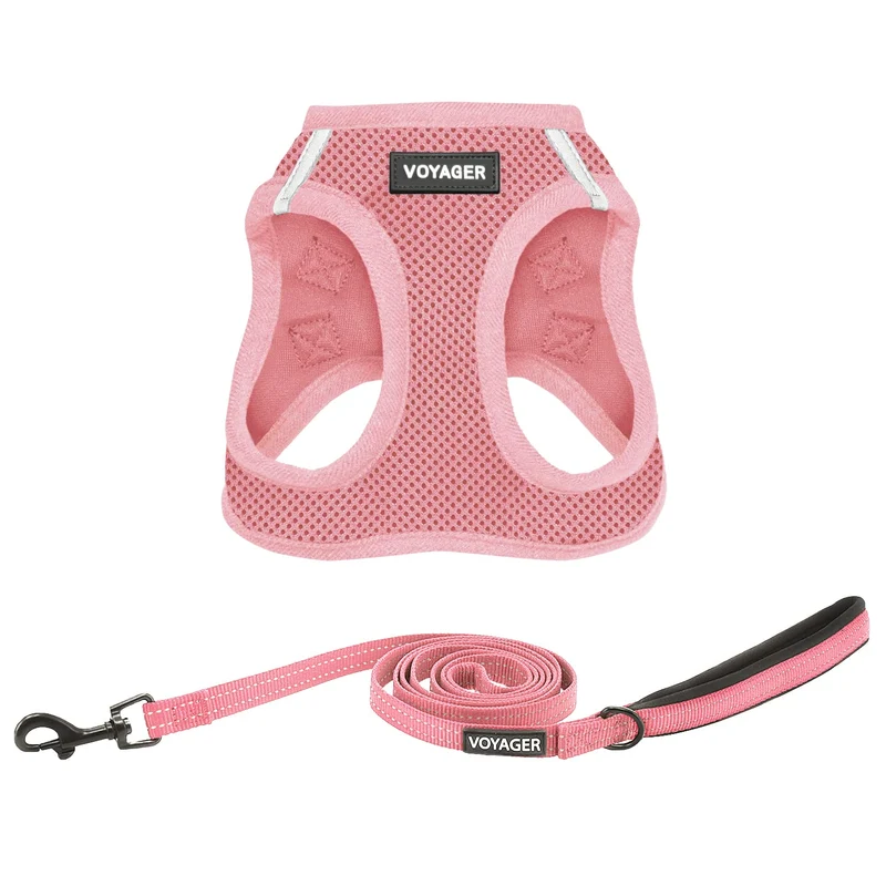 Best Pet Supplies Voyager Harnais Step-in Air en Mesh – Laisse 5ft Rose (XX-Small)