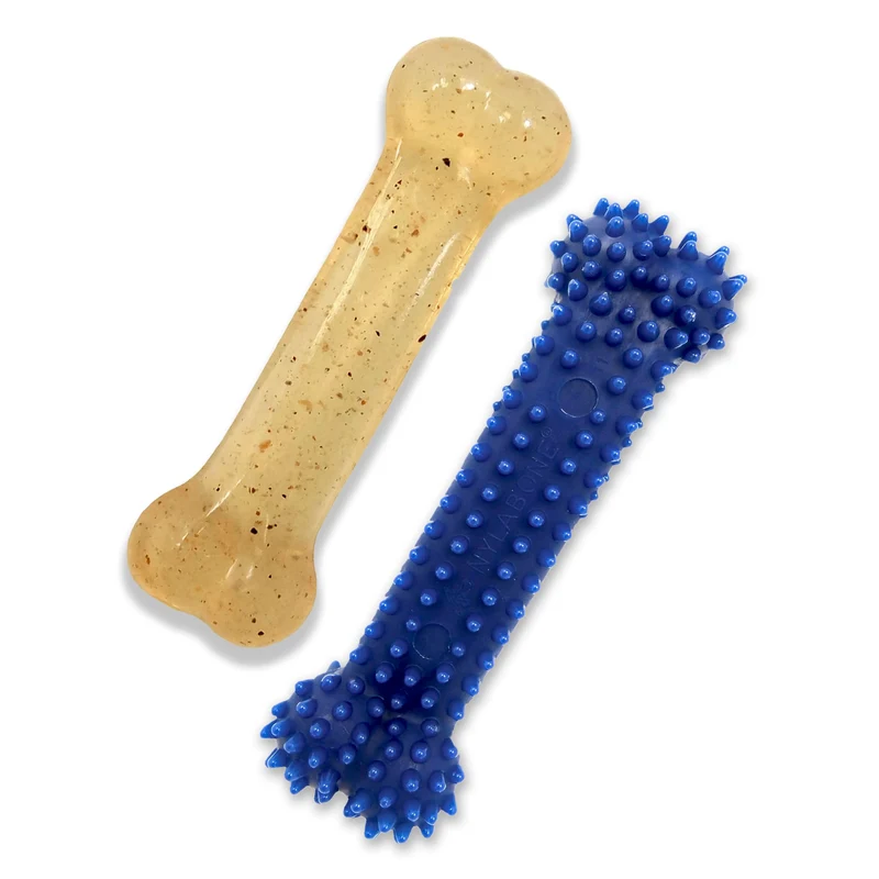 Nylabone Original Flexi Chew – Jouet Os Flexible pour Chiens Modérés jusqu’à 16 kg – Saveur Poulet – Lot de Deux