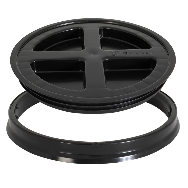 Gamma2 Gamma Seal Lid — Couvercle hermétique pour seaux 3,5 à 7 galons, noir, fabriqué aux États‑Unis
