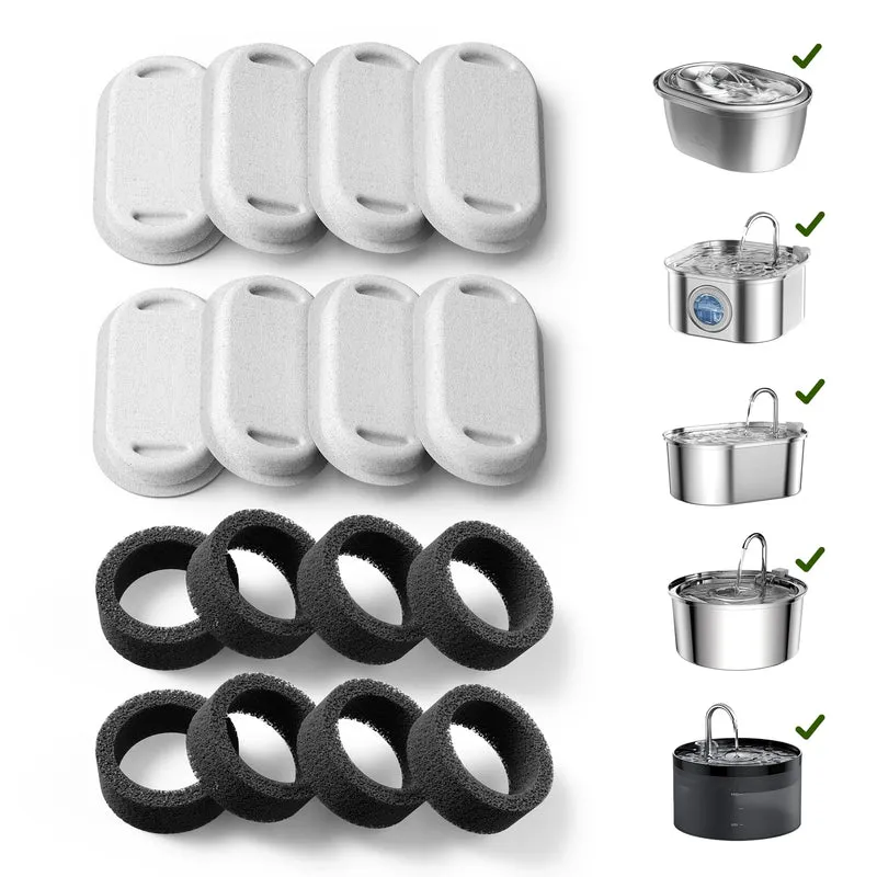 PETLIBRO Filtres de remplacement 8 packs pour fontaine chat en acier inox PLWF003/PLWF006