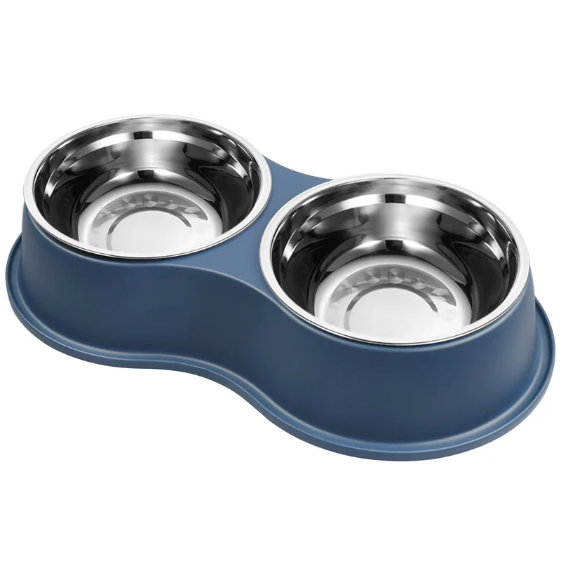 EpetsLove Bols Doubles pour Chien et Chat en Acier Inoxydable – Plateau Élevé Antidérapant