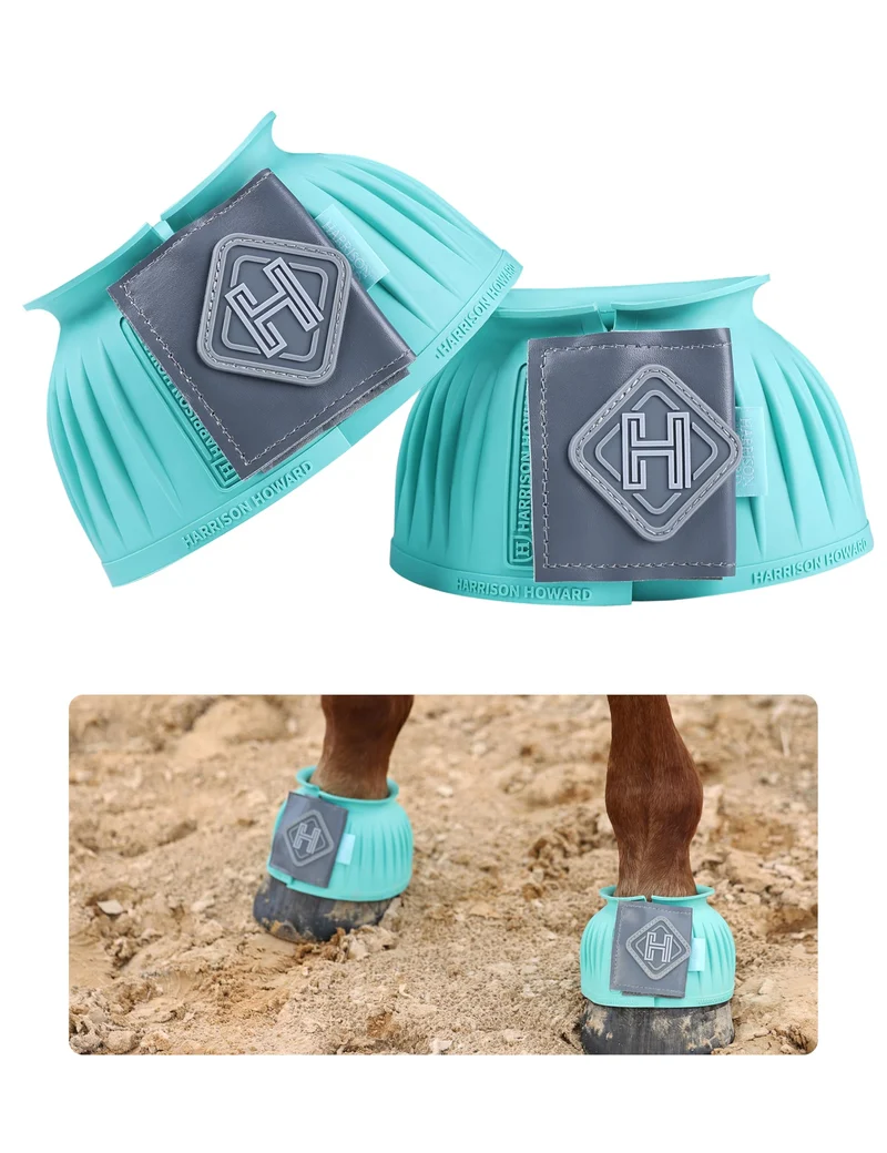 Bottes cloches Harrison Howard en caoutchouc turquoise XL – protection du sabot pour chevaux (paire)
