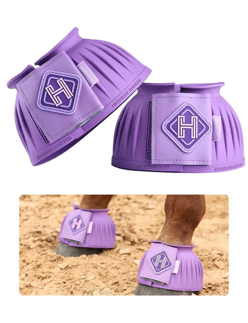 Harrison Howard – Bottes Bell en Caoutchouc, Fermeture Cuir, Protection Sabots pour Chevaux – Violet