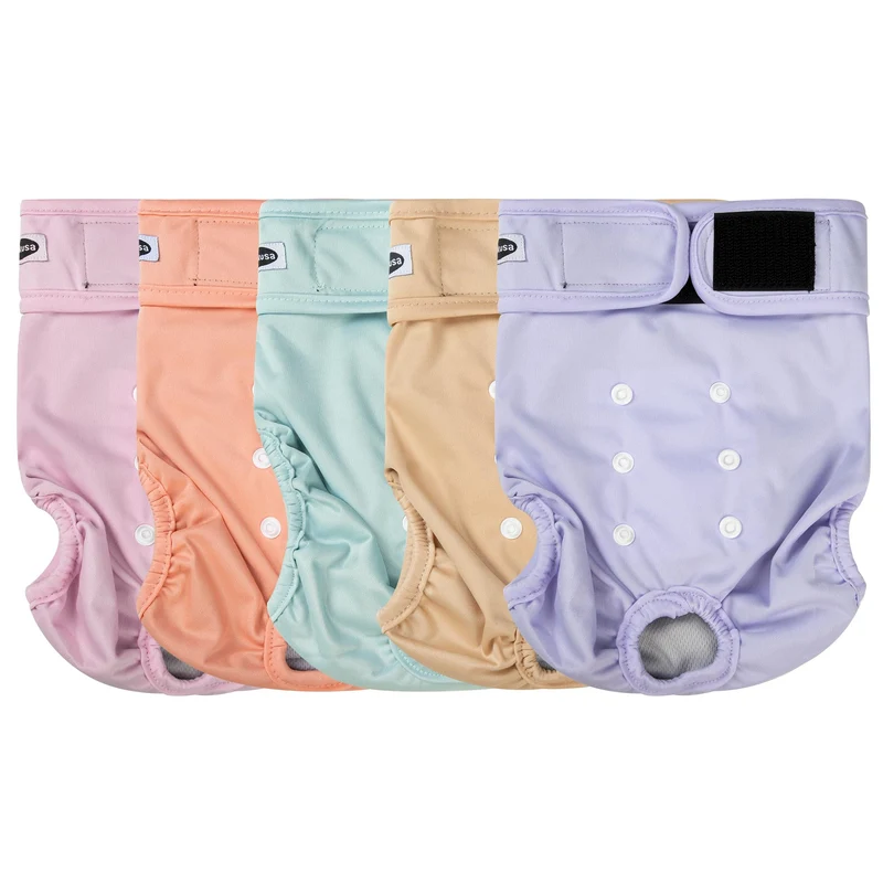 Tuiskusa Couches Lavables pour Chien Femelle – Absorption Élevée, Couches Ajustables (Pack de 5)