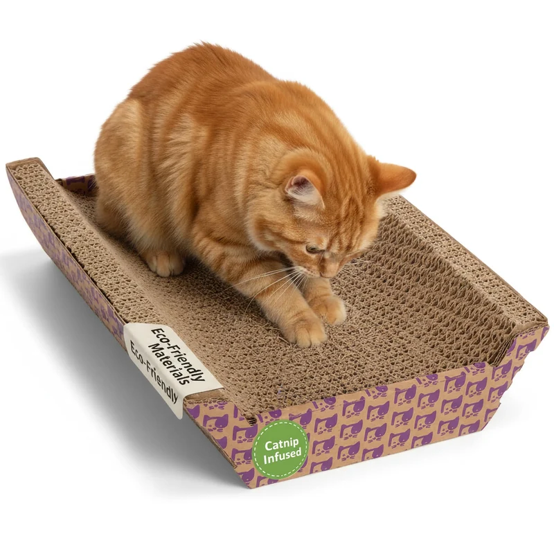 SmartyKat Super Scratcher Chaise Corrugée pour Chat – Infusion d’Herbe à Chat, Marron