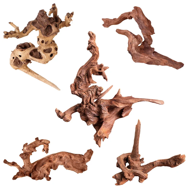 majoywoo Bois flotté naturel pour Aquarium – 5 Pièces, Branches Driftwood 4,5-7,5 po