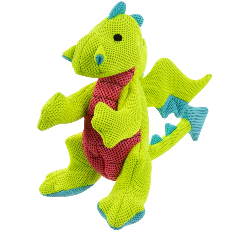 Jouet Dragon Peluche goDog avec Sifflet – Technologie Double Garde-Mâchoire, Durable et Actif (Vert, Grand)