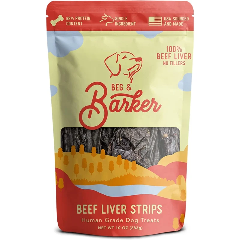 Beg & Barker Foie de Boeuf Séché pour Chiens – Friandises Naturelles Sans Céréales, Sans Sucre, Fabriqué aux États-Unis