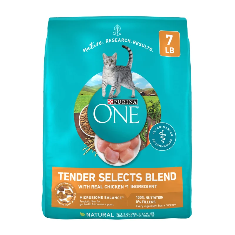 Purina ONE Nourriture sèche pour chat Tender Selects Blend au poulet réel – Sac de 3,2 kg