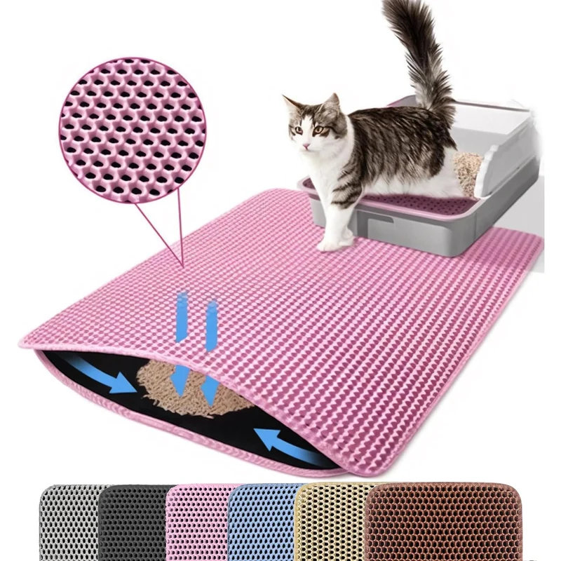 Petinstinct Tapis Litière Chat XL 30x22 Rose – Structure Alvéolaire Double et Anti-Dérapant