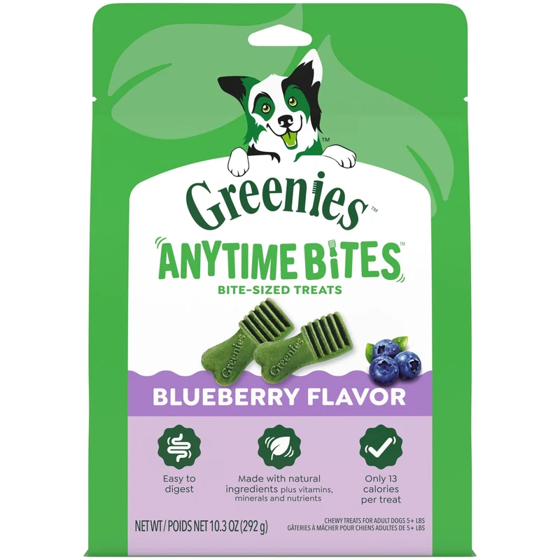 Greenies Anytime Bites – Friandises pour Chiens au Goût Myrtille, Entraînement, Sac de 10,3 oz