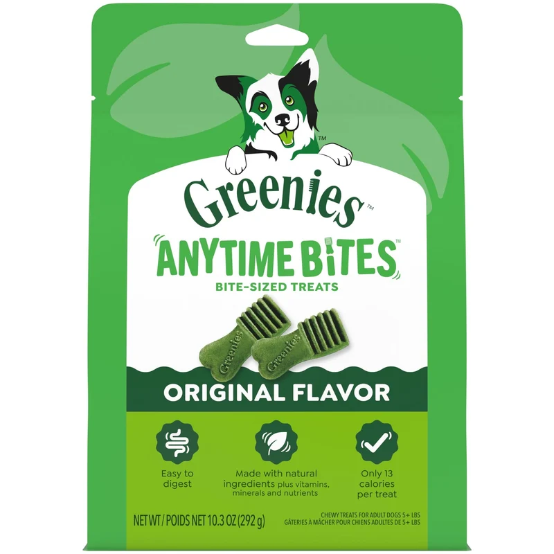Greenies Anytime Bites – Friables pour chiens, Saveur Originale, Entraînement, Sachet 10,3 oz