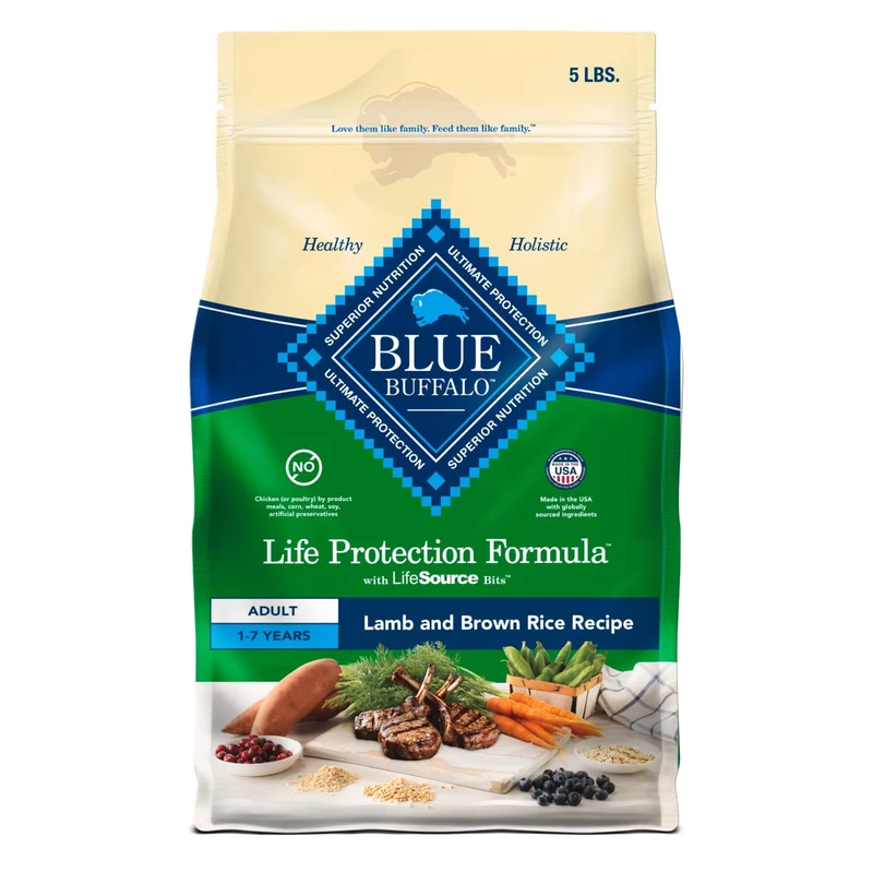 Blue Buffalo Life Protection Formula Adulte — Croquettes Agneau & Riz Brun, Sac de 5 lb