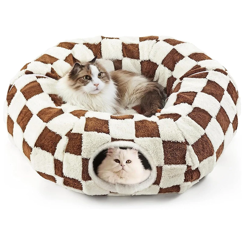 DFENGDF Tunnel Chat 2-en-1: Tunnel et Panier Douillet, Coussin Lavable
