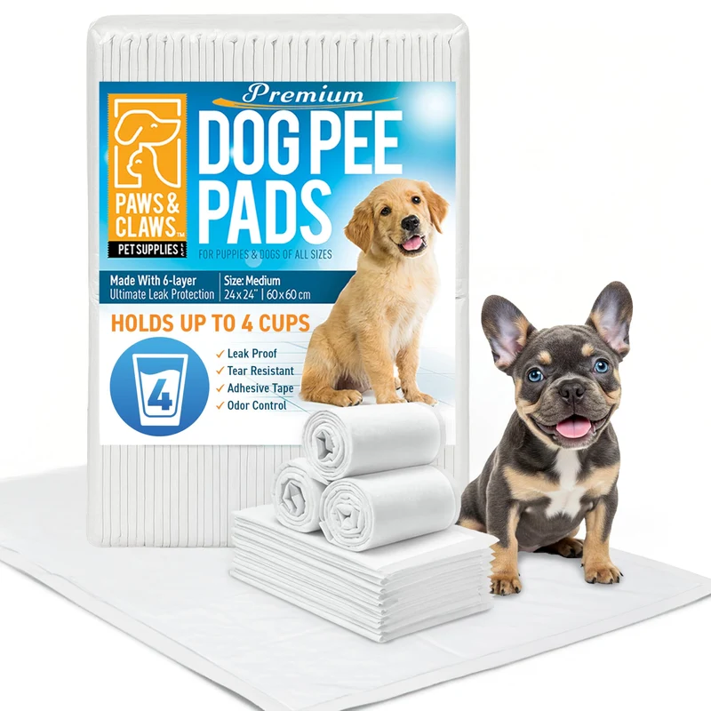 Tapis jetables Premium Paws & Claws pour Petit Chien – 17x20 cm, 50 unités, 6 couches, ultra-absorbants