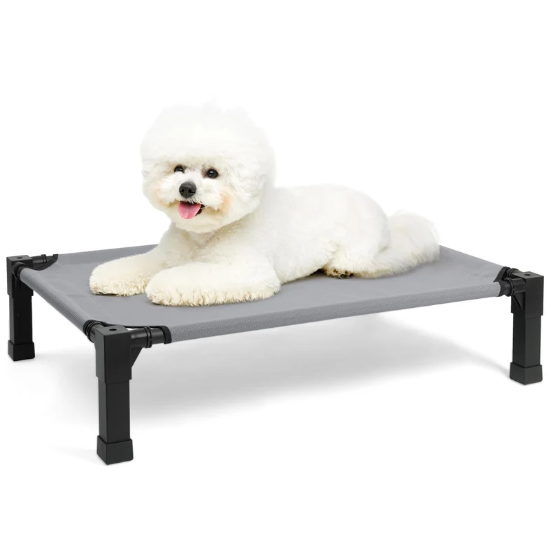 Heeyoo Lit pour Chien surélevé – Couchage ventilé, cadre en acier, sans glissement