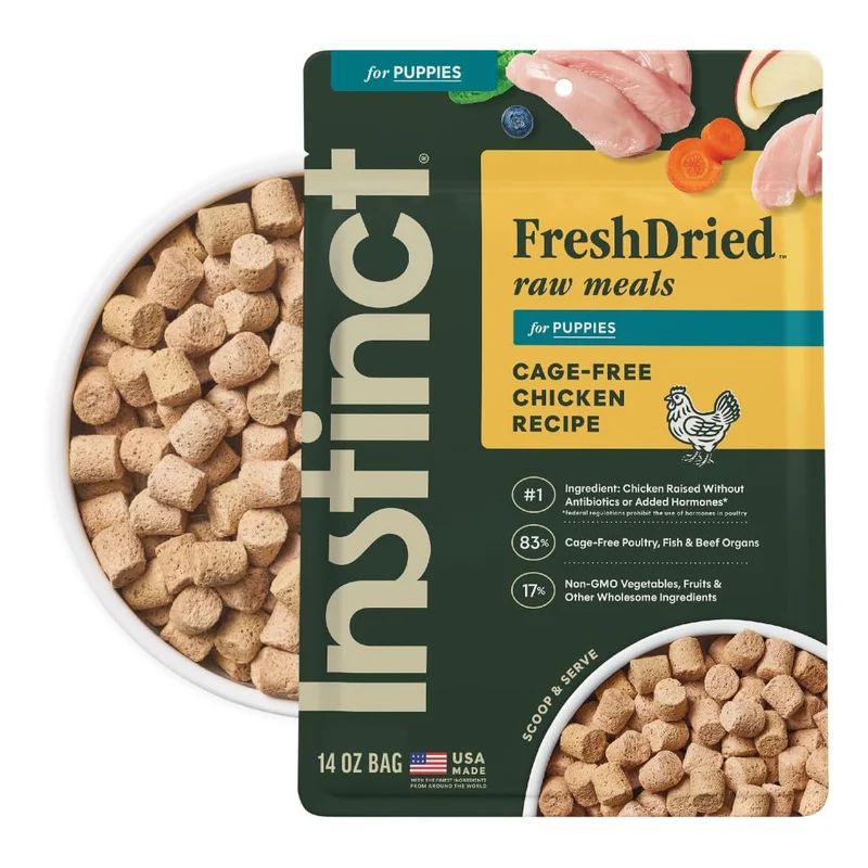 Instinct Chiot – Bouchées Lyophilisées Fraîches au Poulet Sans Cage, 396 g