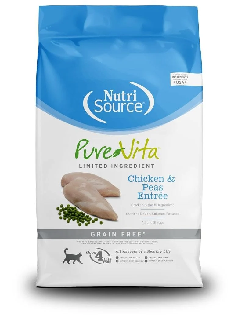 PureVita – Croquettes Sans Céréales au Poulet et Pois, Nourriture Sèche pour Chat, 4 lb (1,8 kg)