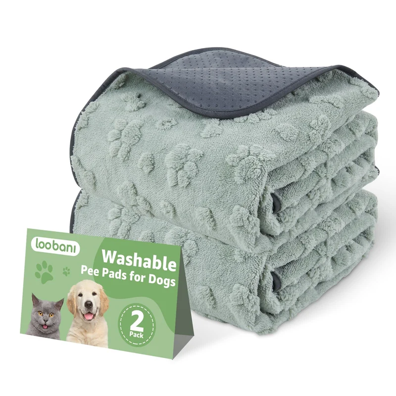 LOOBANI Tapis Pipi Chien Réutilisables 36x24 – Pack 2 Absorbants et Étanches