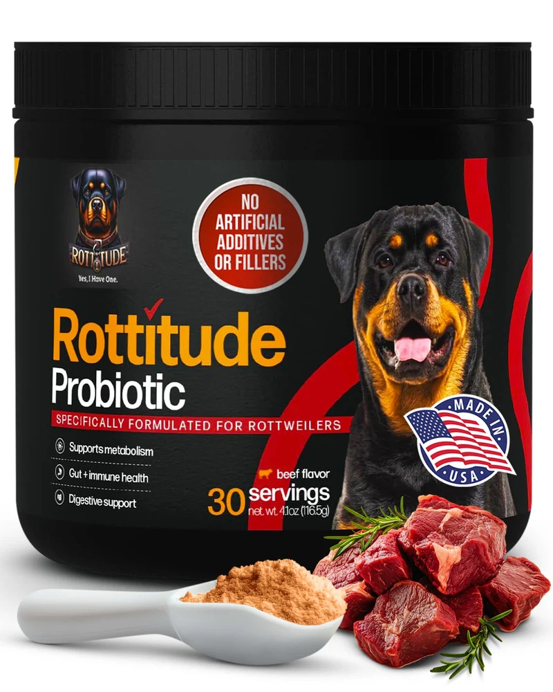 Rottitude Probiotiques pour Chiens – Santé Digestive et Vitalité pour Rottweilers