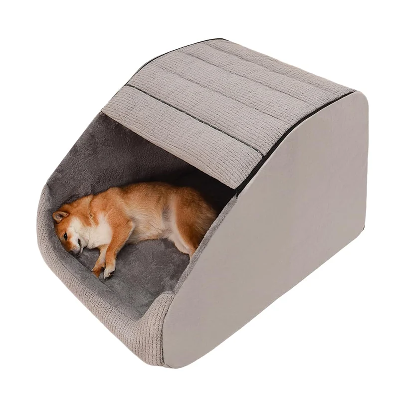 BXEBUI Lit Chien Très Grand – Maison Douillette en Mousse à Mémoire de Forme, Design Semi-Fermé et Base Antidérapante