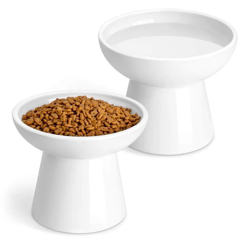Vancasso Bols Élevés pour Chat – Ensemble Céramique en Deux Pièces, Hauteur 5,1 pouces, Ouverture 6,2 pouces – Anti-vomissements