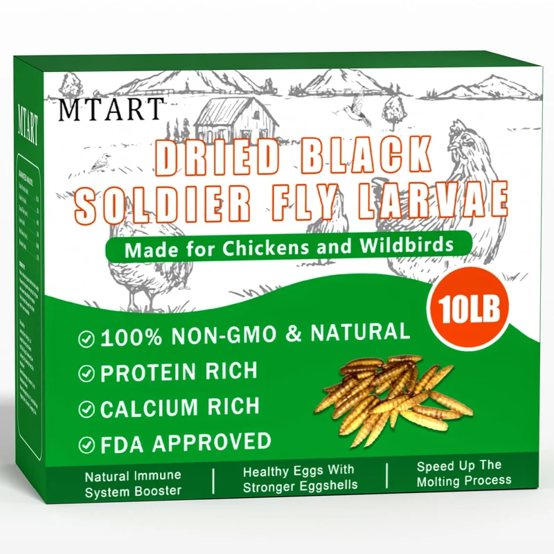 MTART 10 lb – Larves noires de mouche soldat sèches, 100% naturel, sans OGM