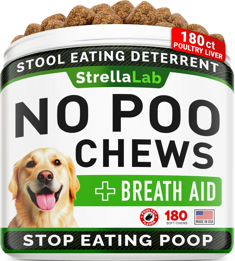 STRELLALAB Bouchées Deterrentes Coprophagie pour Chiens – 180 Gommes Saveur Foie de Volaille