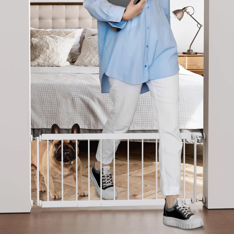 Barrière pour chien intérieur MOOECKOM – 10 po de haut, extensible 18–36 po, montage par pression, 2 extensions