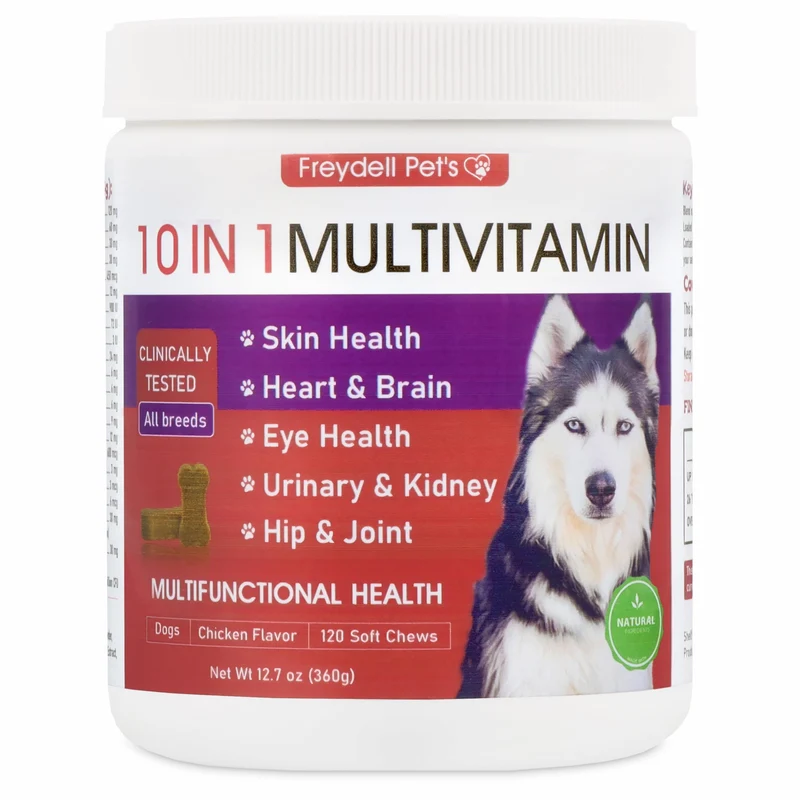 Freydell Pet's – Supplément multivitaminé 10-en-1 pour chien | soutien articulaire, digestion et peau