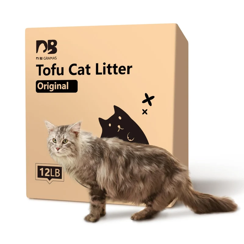 DI BI GRAMAS Litière pour Chat au Tofu – Sans Poussière, Agglomérante, Rinçable dans les Toilettes, 12 lb / 2 Paquets