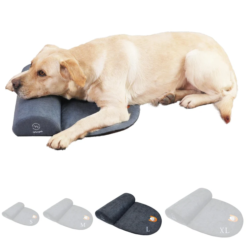 Whoopub Coussin-soutien pour Chien Grand — Soutien cervical, Portable et Lavable (Gris Foncé, Grand)