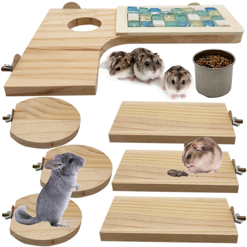 Niwaes Ensemble 9 Pièces – Plateformes en Bois pour Cage de Rongeurs | Escalade & Accessoires