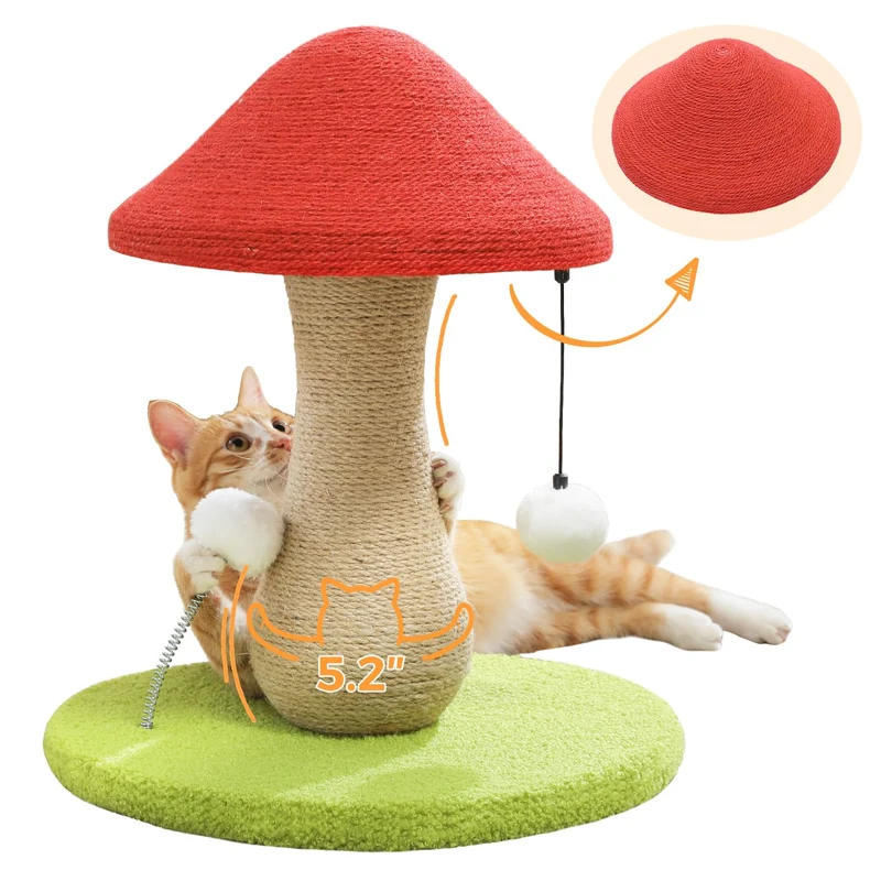 PETEPELA Poste de Grattage Chat Champignon en Sisal — Grattoir pour Chats d’Intérieur